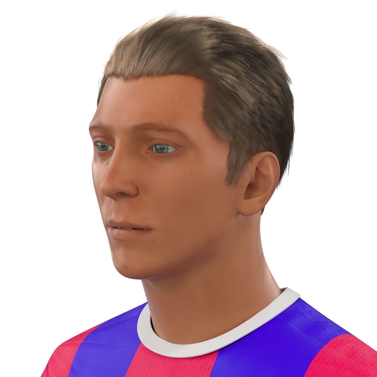 Soccer Player Barcelona Rigged 3D model_12