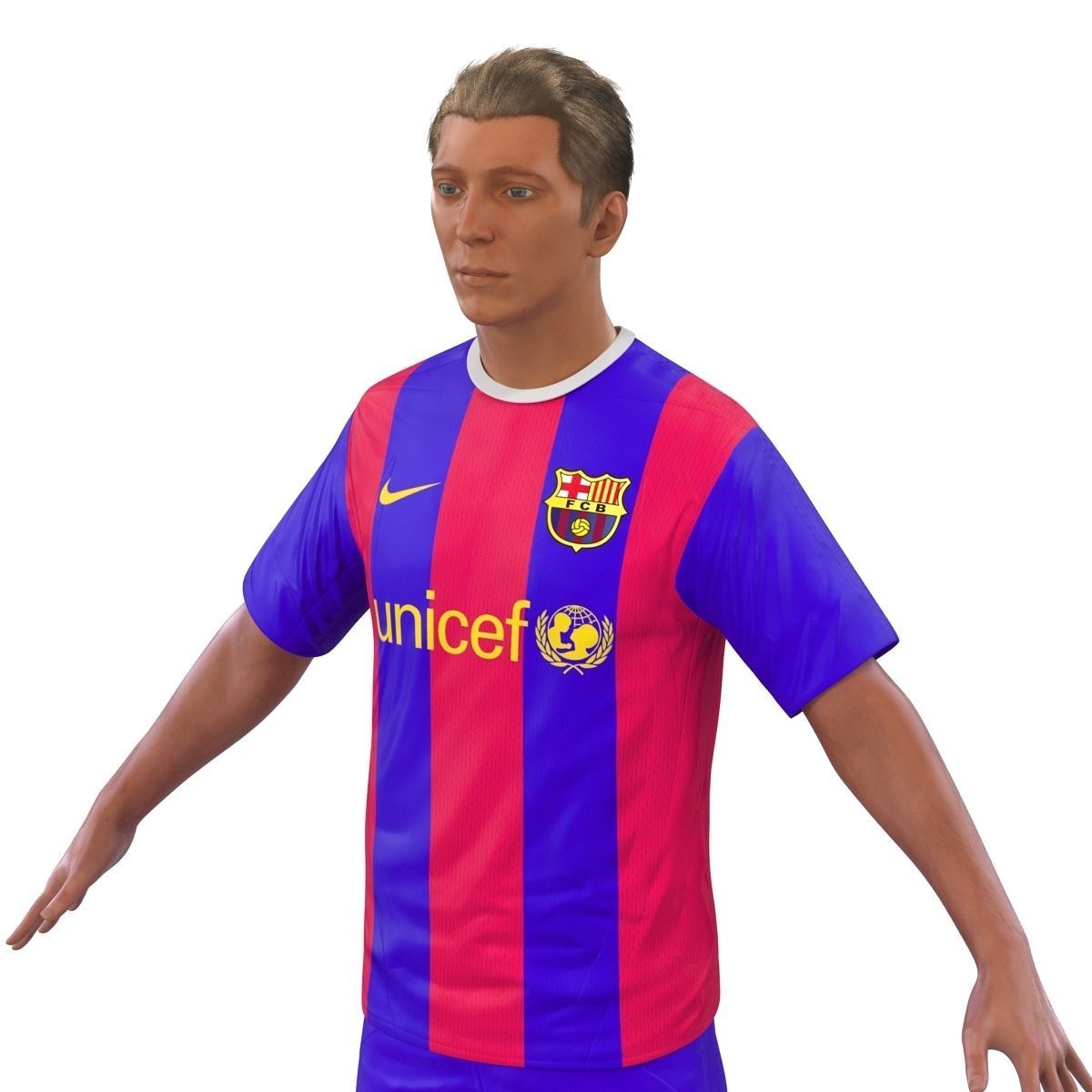 Soccer Player Barcelona Rigged 3D model_8