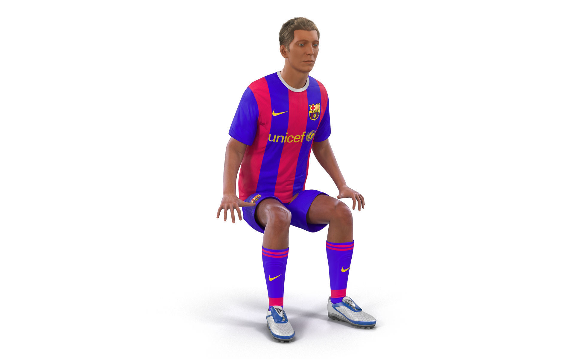 Soccer Player Barcelona Rigged 3D model_7