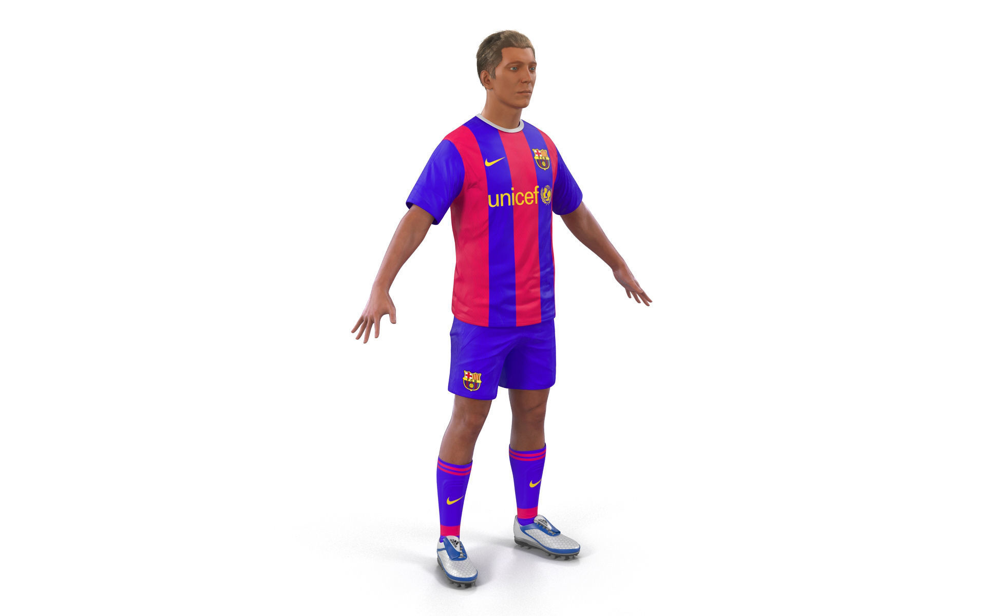 Soccer Player Barcelona Rigged 3D model_2