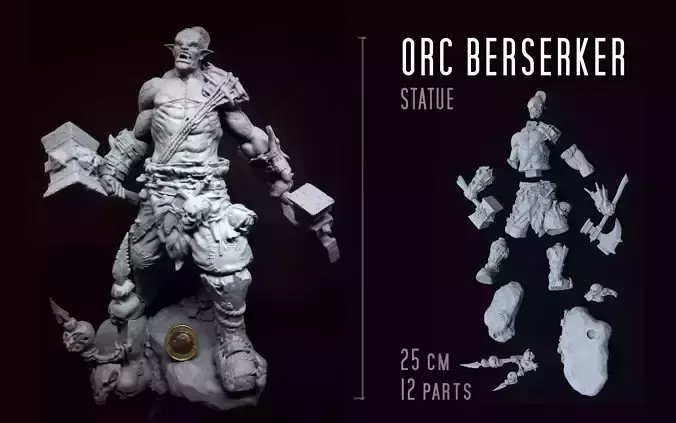 ORC BERSERK STATUE - 25 cm 12parts 3D print model