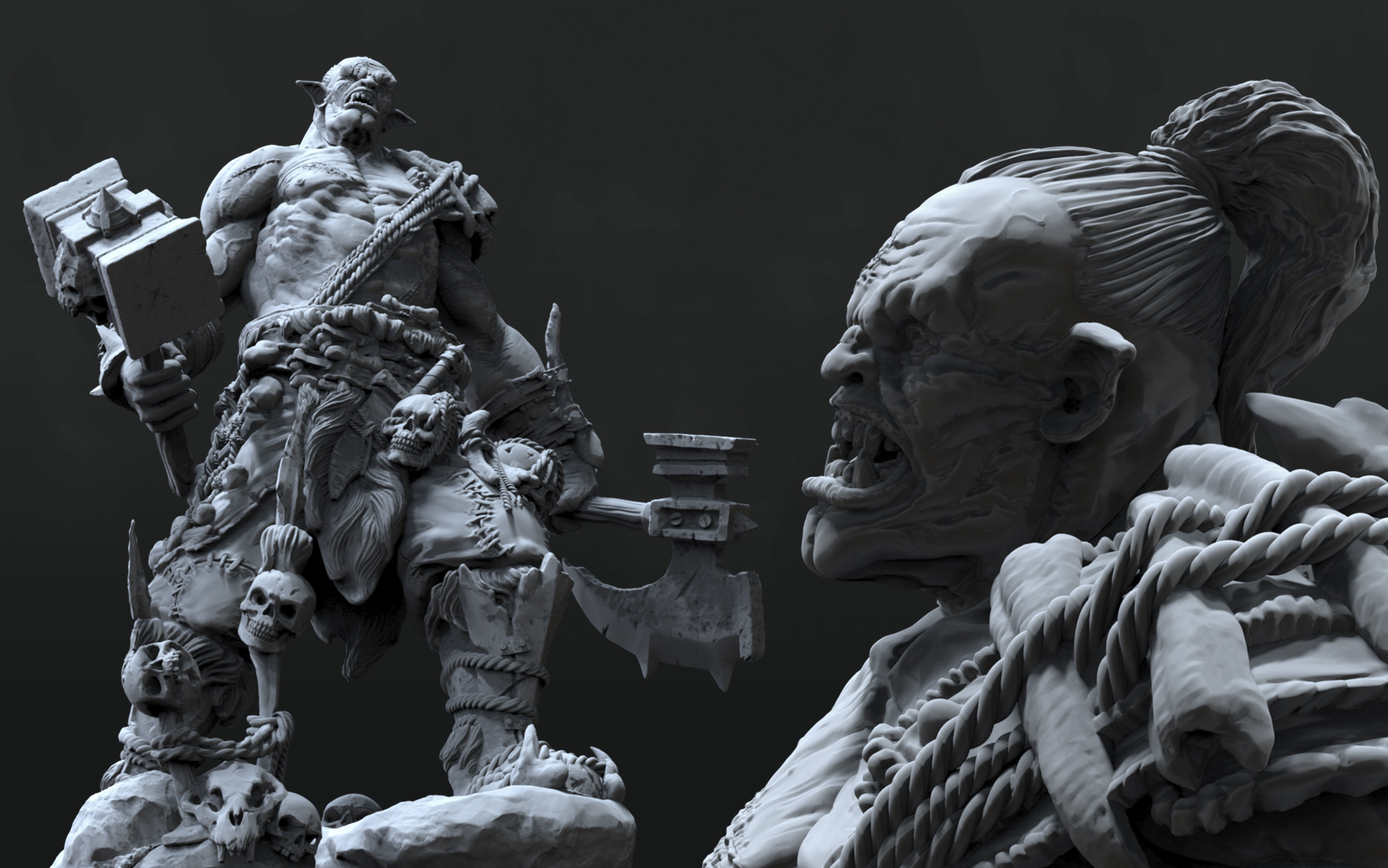 ORC BERSERK STATUE - 25 cm 12parts 3D print model_2