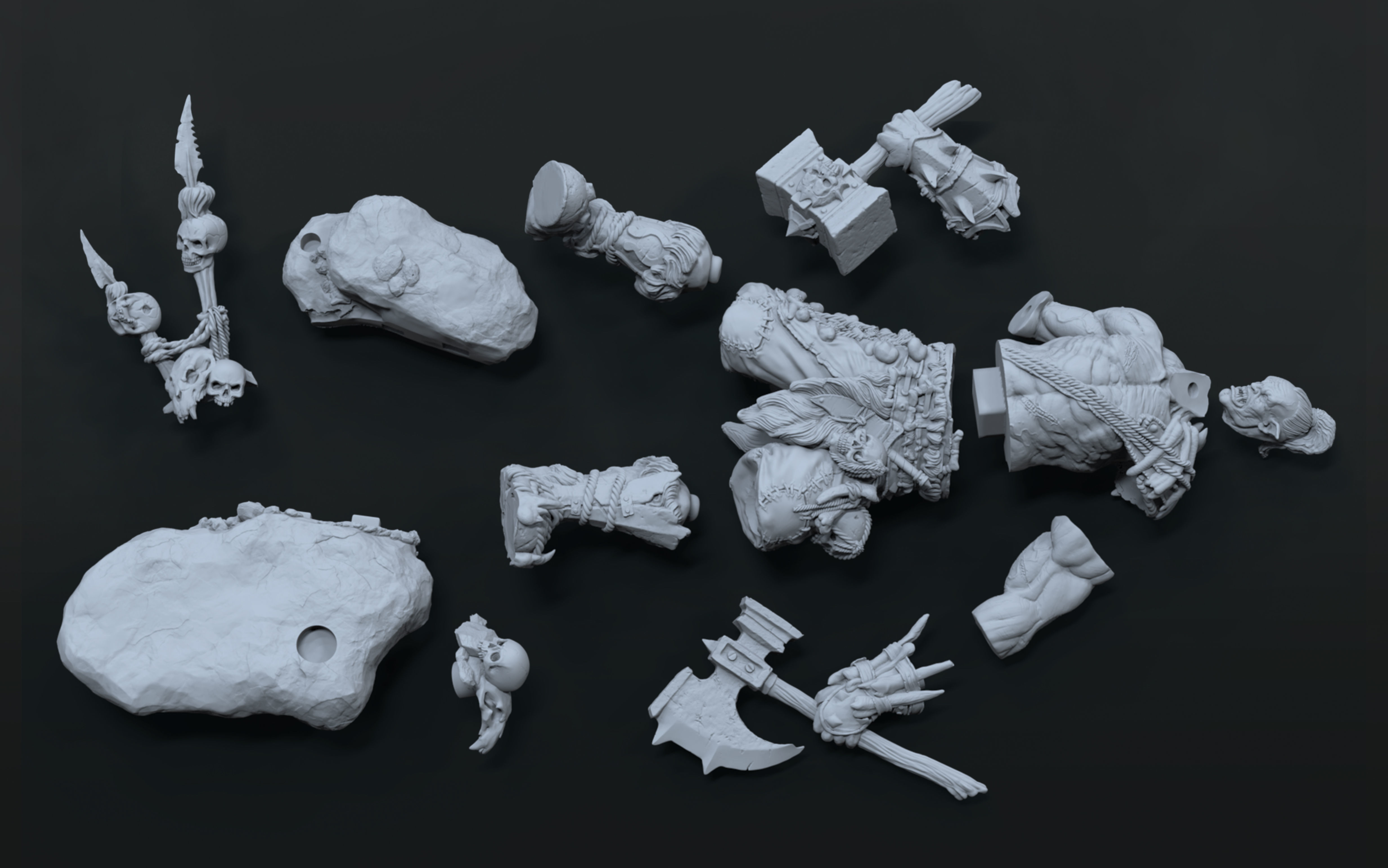 ORC BERSERK STATUE - 25 cm 12parts 3D print model_7