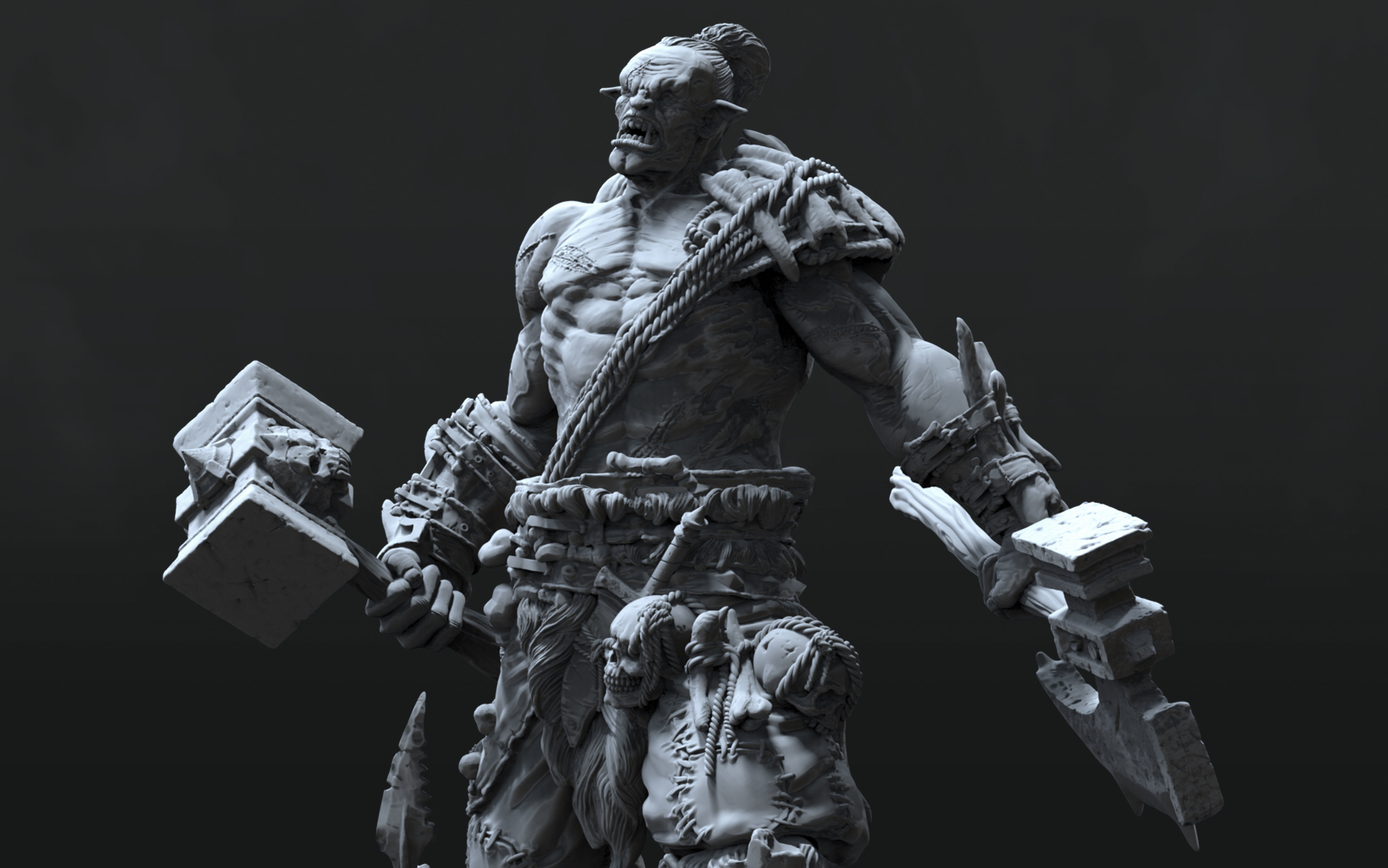 ORC BERSERK STATUE - 25 cm 12parts 3D print model_4