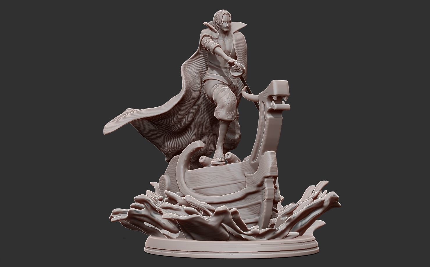 red hair shanks 3d print statue - one piece figurine 3D print model_16