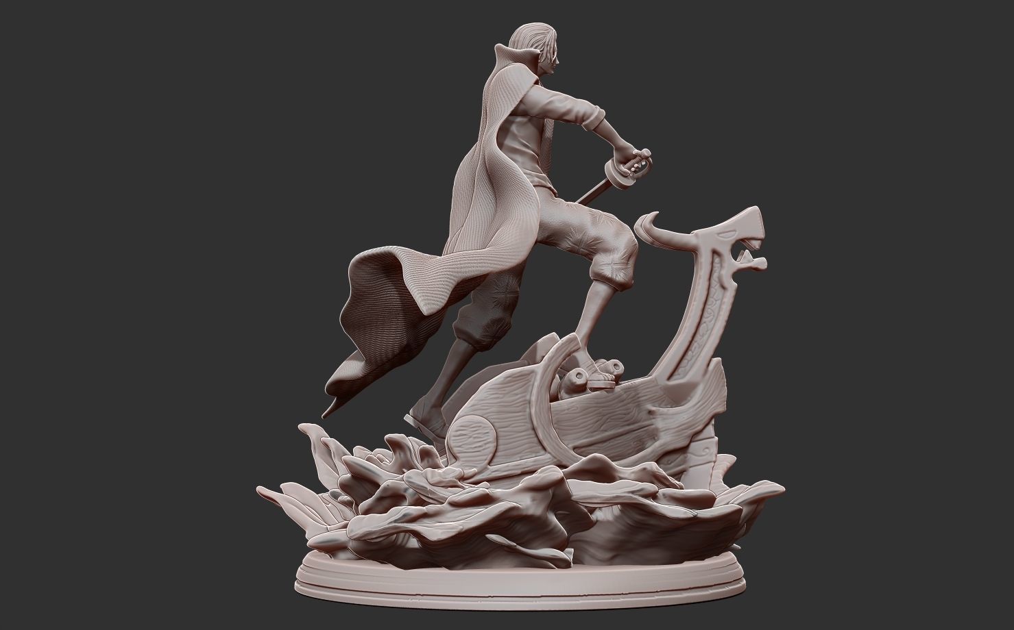 red hair shanks 3d print statue - one piece figurine 3D print model_14