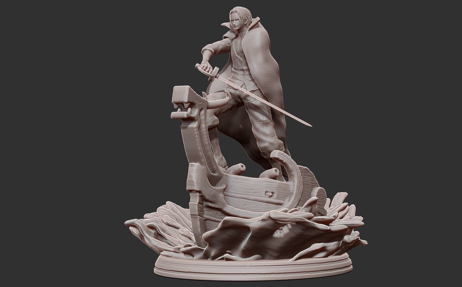 red hair shanks 3d print statue - one piece figurine 3D print model_8