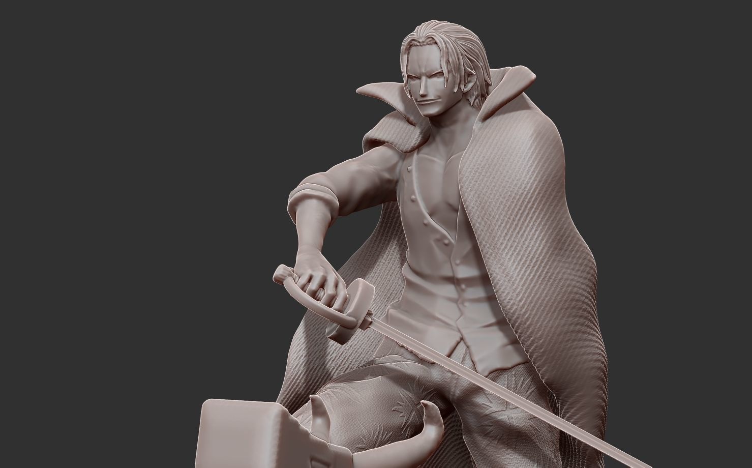 red hair shanks 3d print statue - one piece figurine 3D print model_3