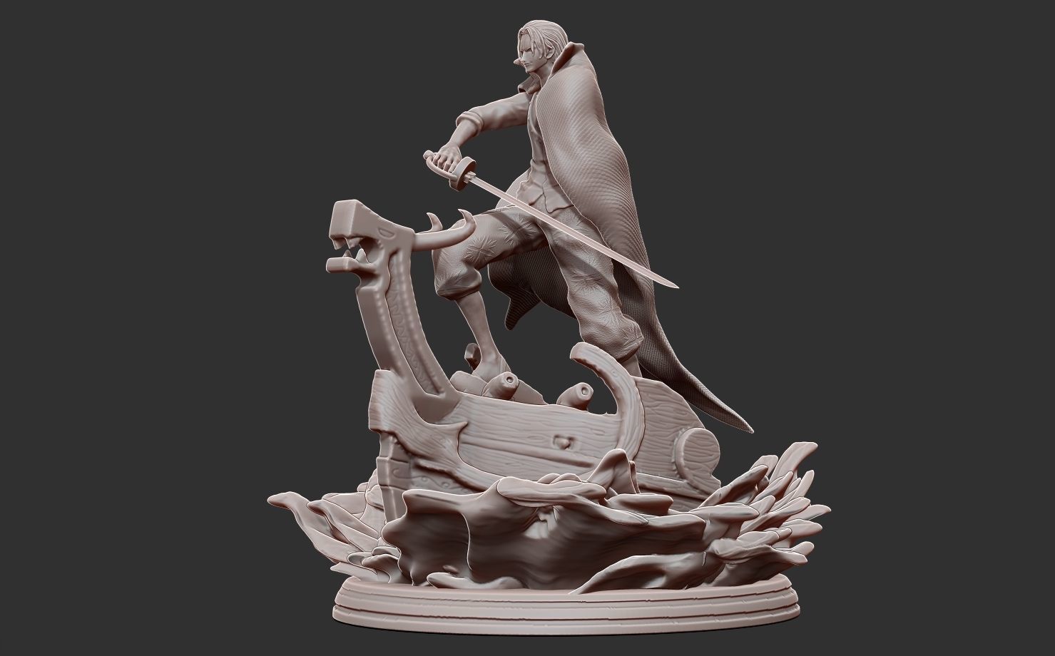 red hair shanks 3d print statue - one piece figurine 3D print model_10