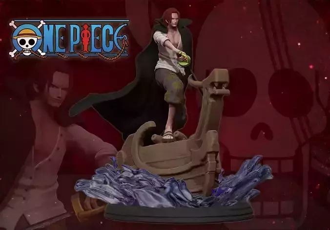 red hair shanks 3d print statue - one piece figurine 3D print model