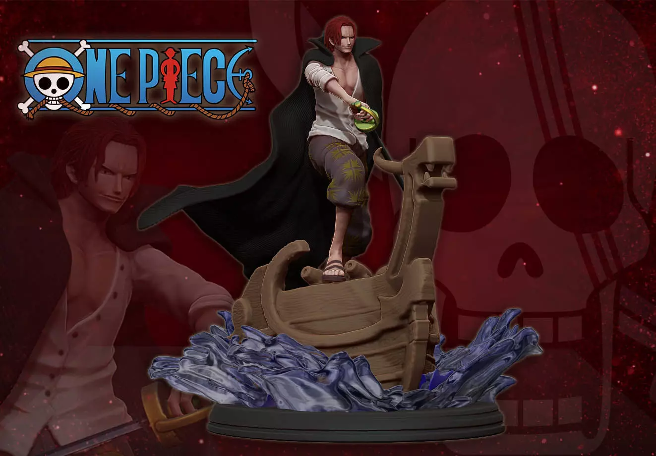 red hair shanks 3d print statue - one piece figurine 3D print model_0