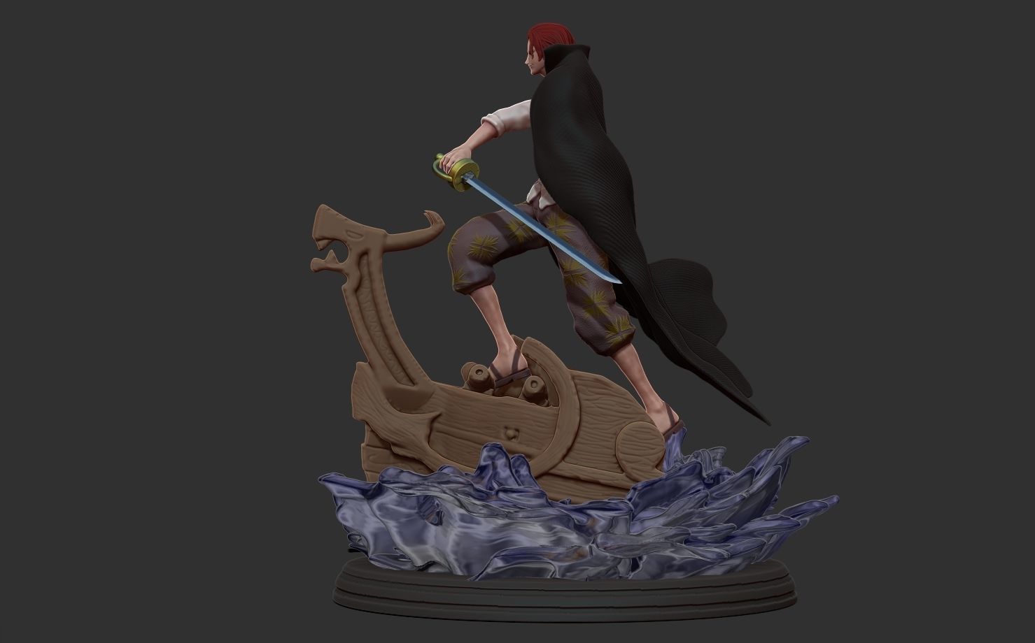red hair shanks 3d print statue - one piece figurine 3D print model_11