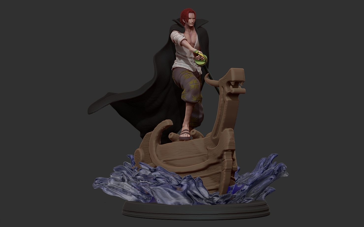red hair shanks 3d print statue - one piece figurine 3D print model_15