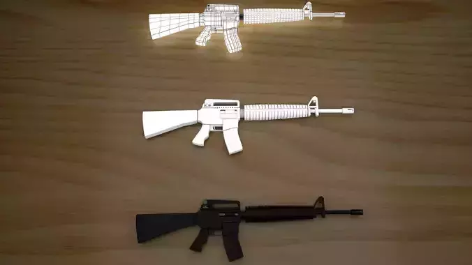 gun modelling Low-poly 3D model