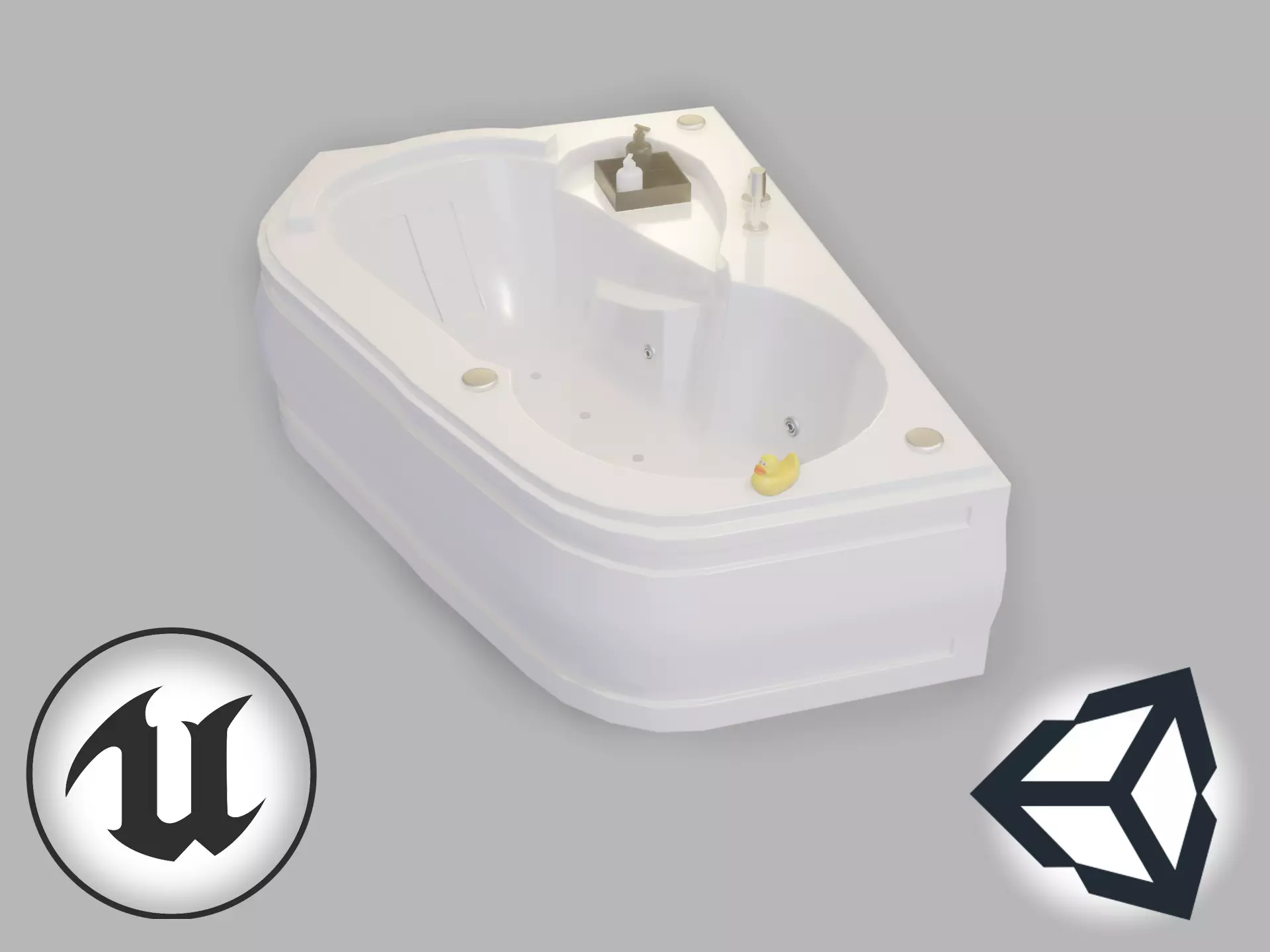 Corner Bath  Low-poly 3D model_0