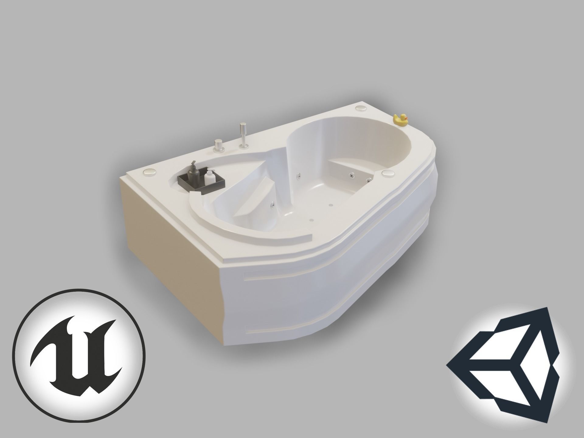 Corner Bath  Low-poly 3D model_2