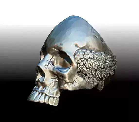 Winged Skull Human Detailed Jewelry Ring