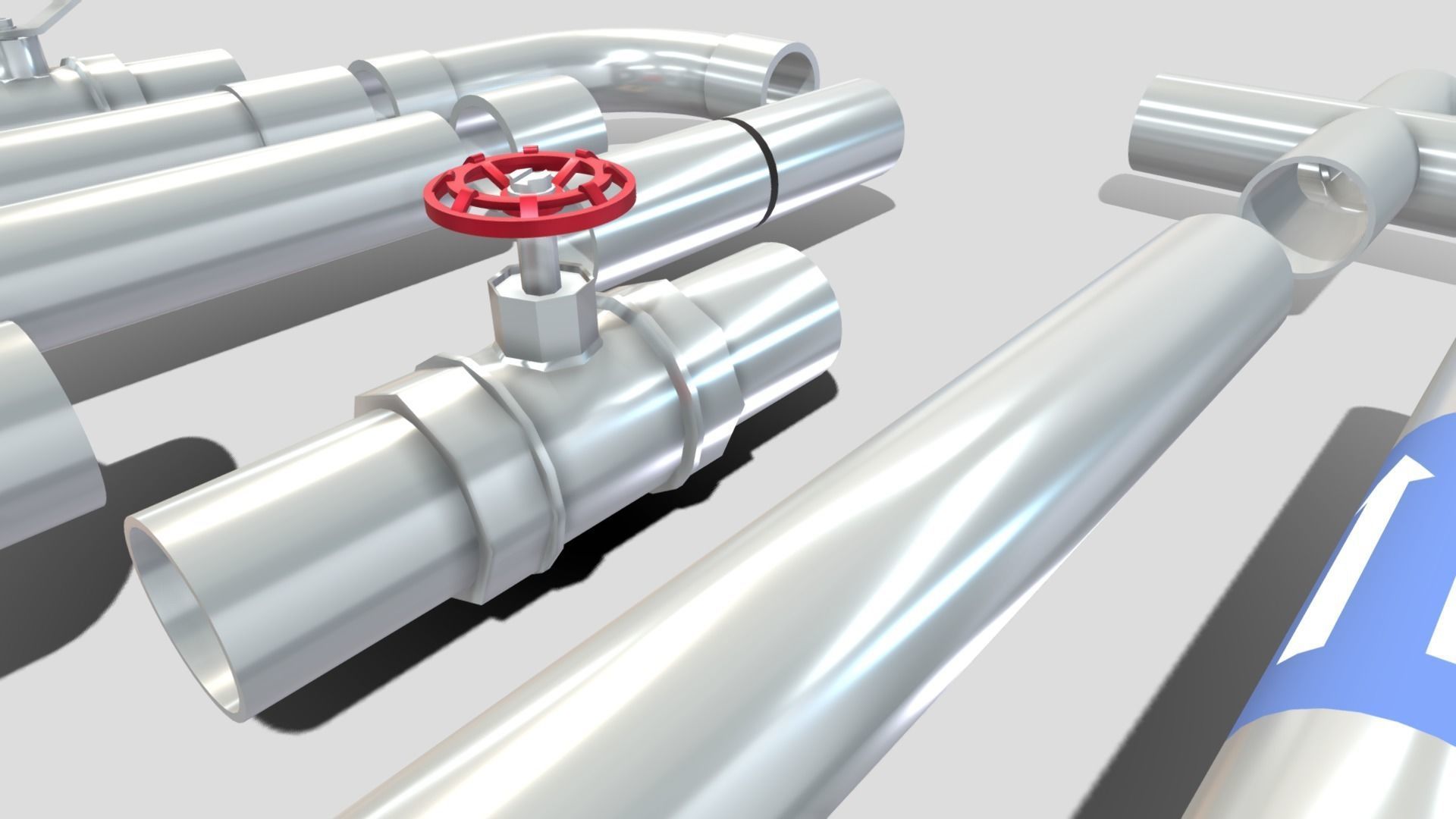 Pipe Fittings Set Low-poly 3D model_5