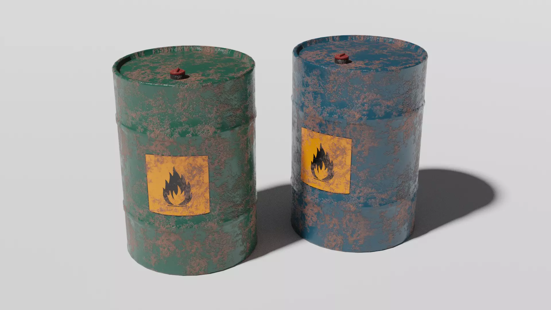 Rusty Oil Drum Low-poly 3D model_0