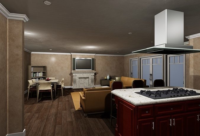 HD Residential Modular House  Low-poly 3D model 3