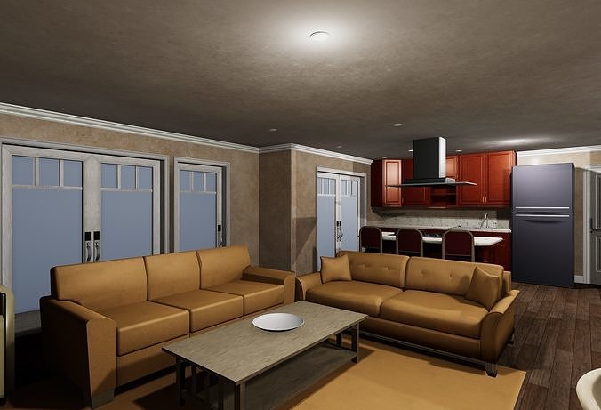 HD Residential Modular House  Low-poly 3D model 2