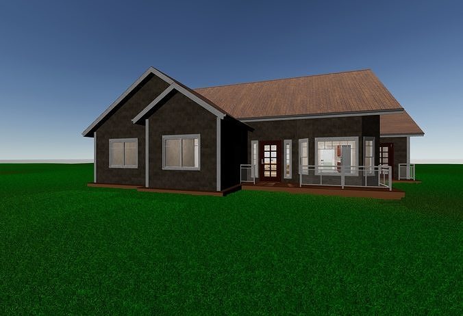 HD Residential Modular House  Low-poly 3D model 7