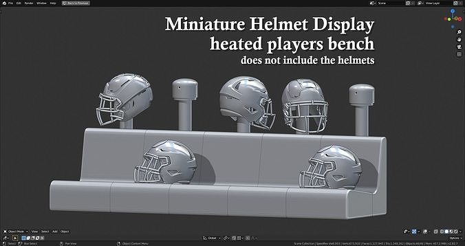 Miniature Helmets Display Diorama - heated players bench 3D print model