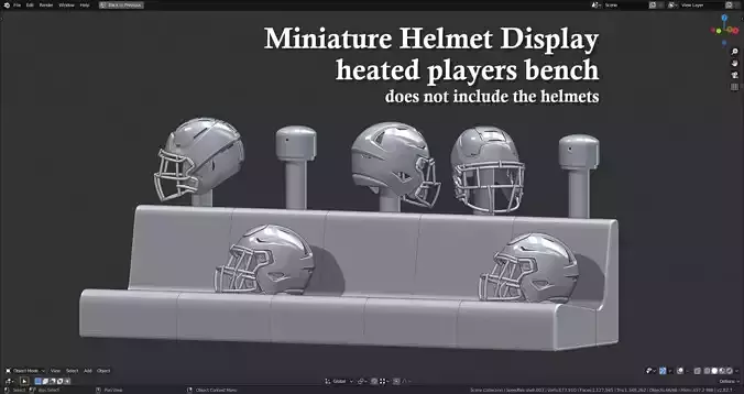 Miniature Helmets Display Diorama - heated players bench 3D print model