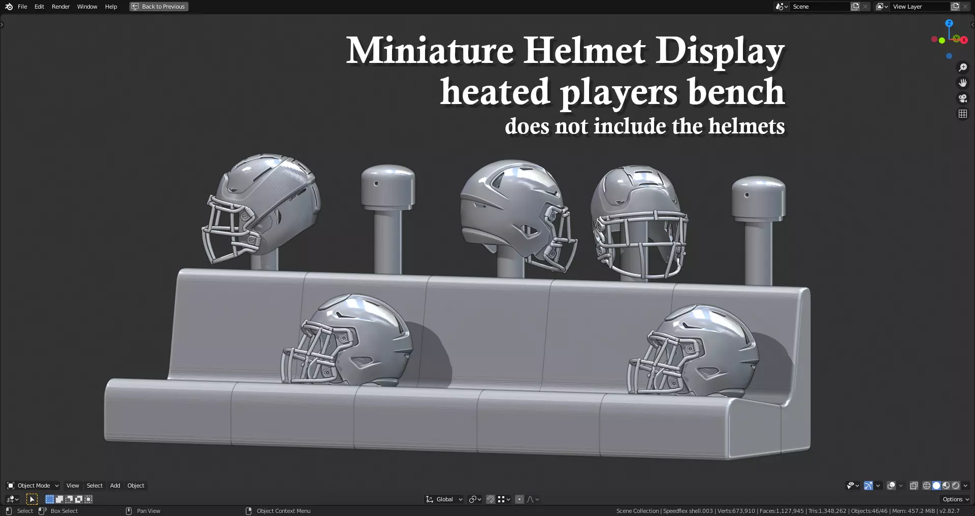 Miniature Helmets Display Diorama - heated players bench 3D print model_0