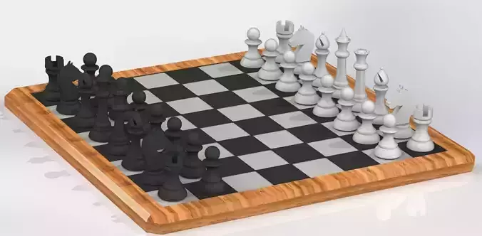 Chess board with pieces