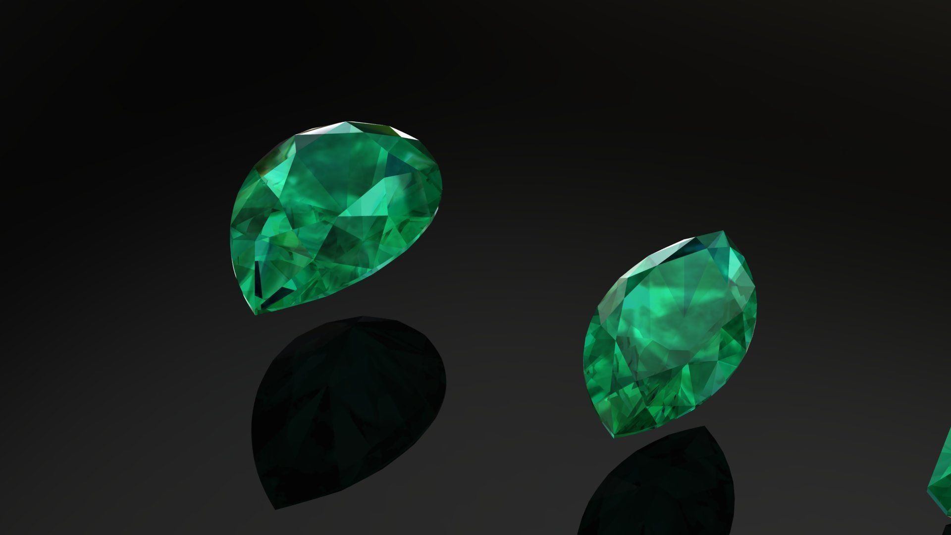 Emerald Gem Stones pack Low-poly 3D model_3