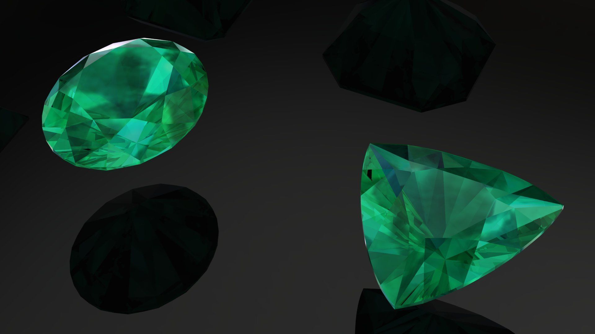 Emerald Gem Stones pack Low-poly 3D model_6