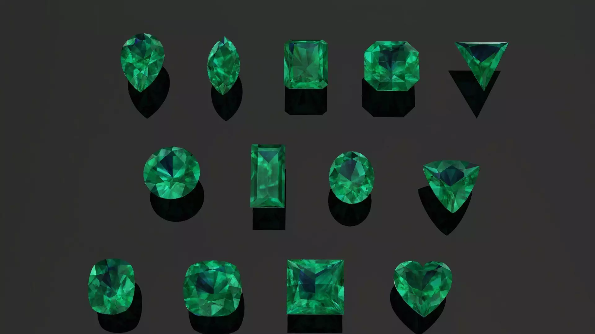 Emerald Gem Stones pack Low-poly 3D model_0