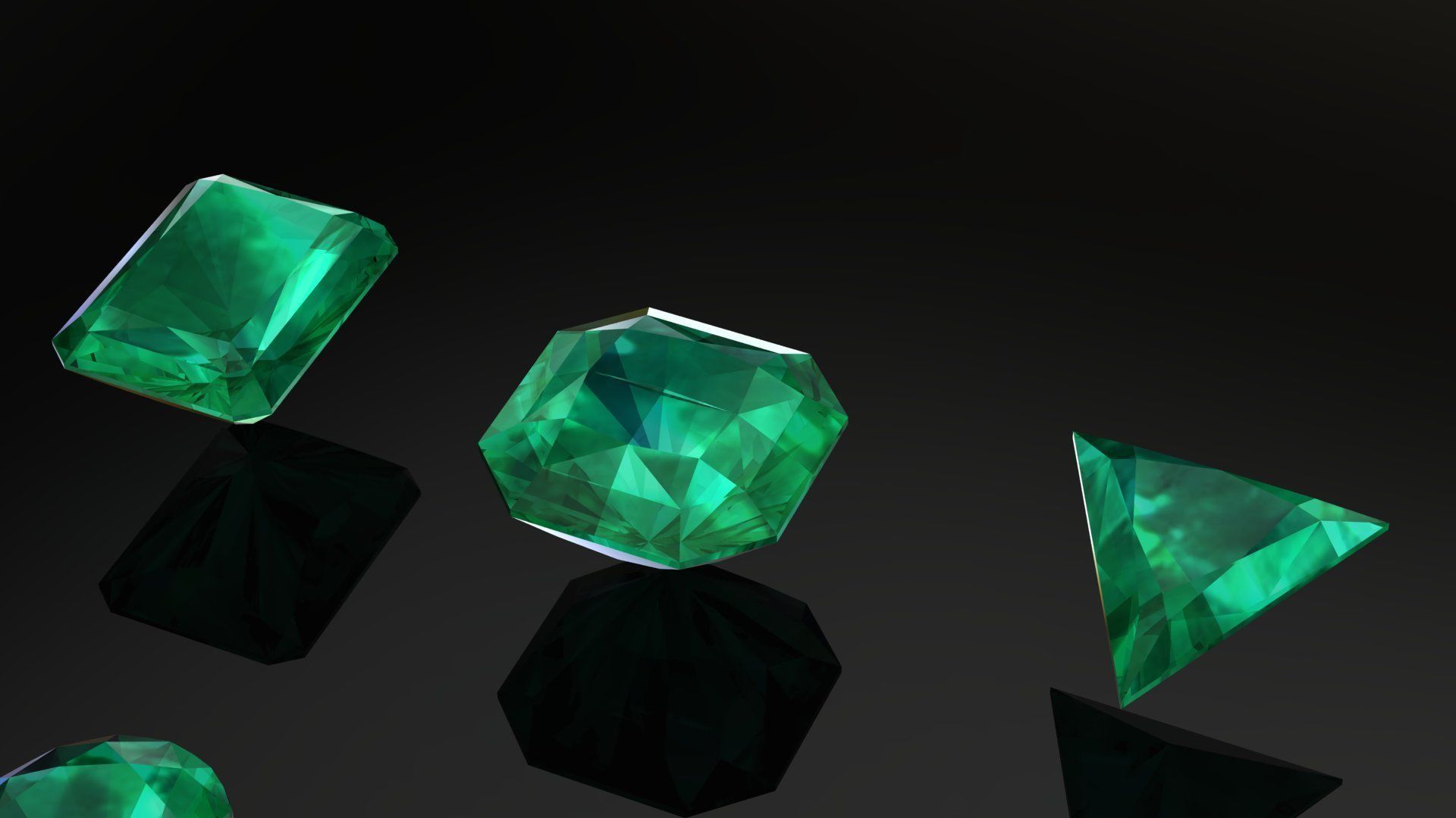 Emerald Gem Stones pack Low-poly 3D model_4