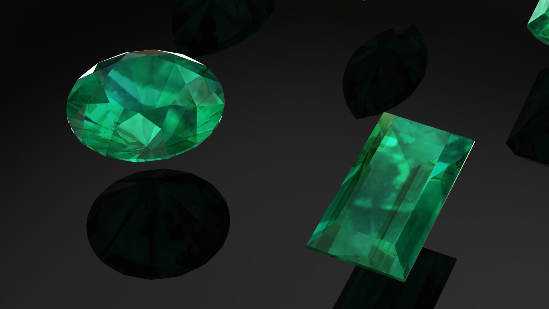 Emerald Gem Stones pack Low-poly 3D model_5