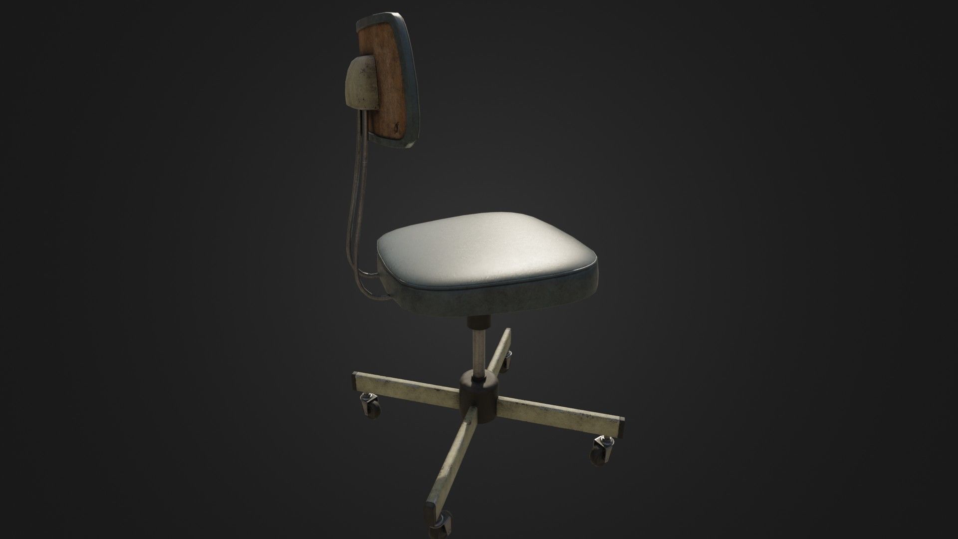 Old Office Chair Low-poly 3D model_7
