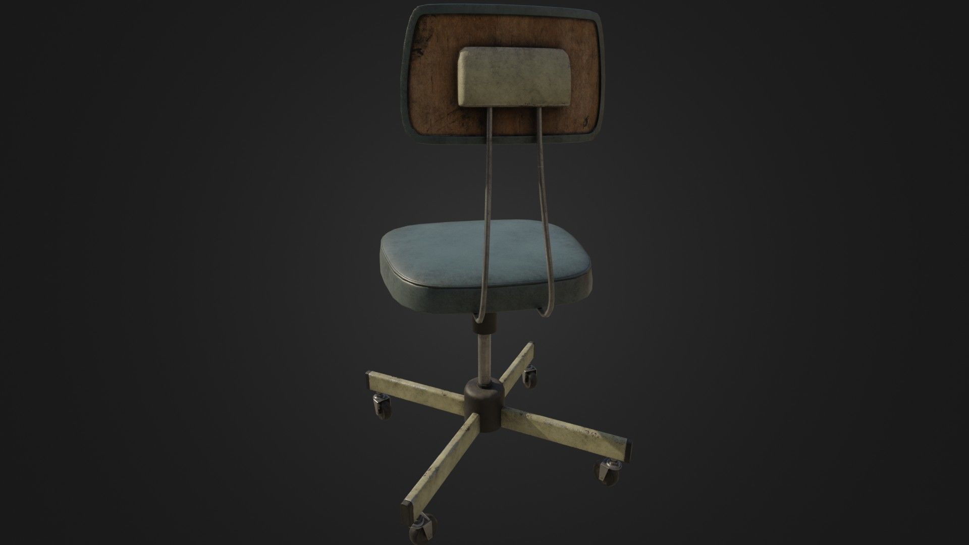 Old Office Chair Low-poly 3D model_16