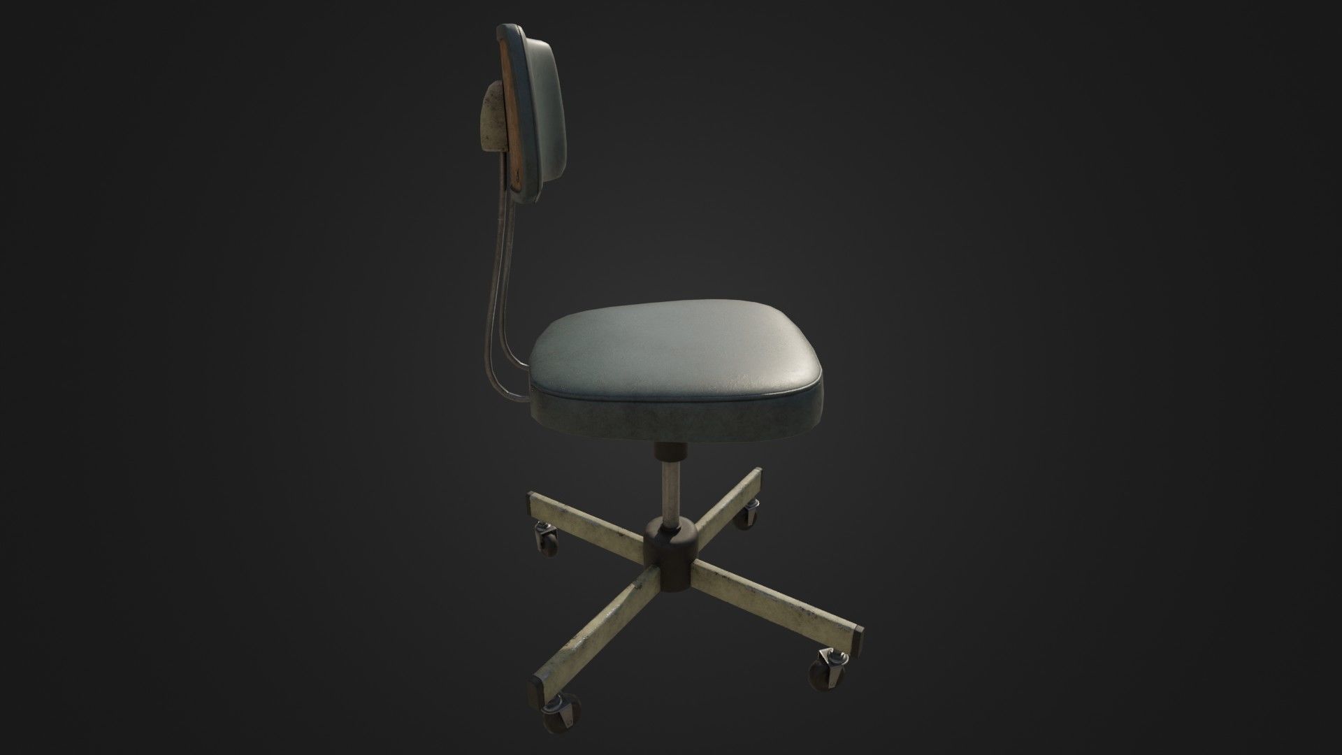 Old Office Chair Low-poly 3D model_5