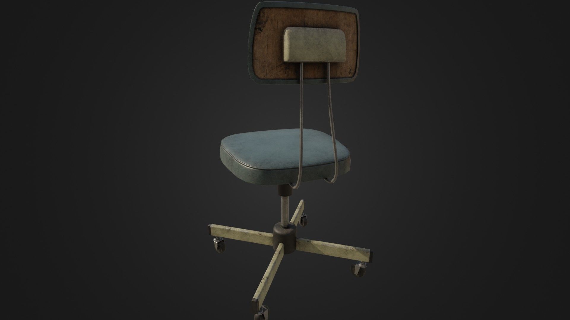 Old Office Chair Low-poly 3D model_17