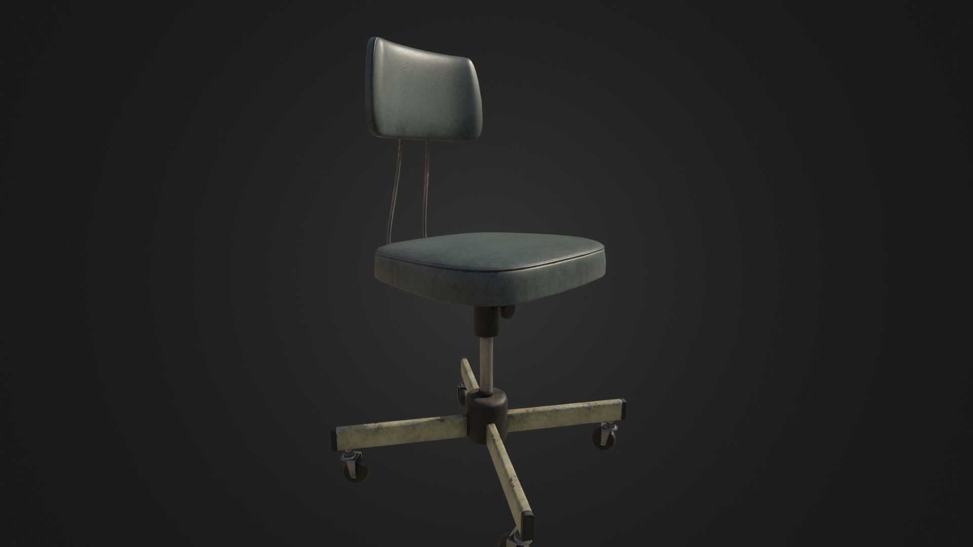 Old Office Chair Low-poly 3D model_40