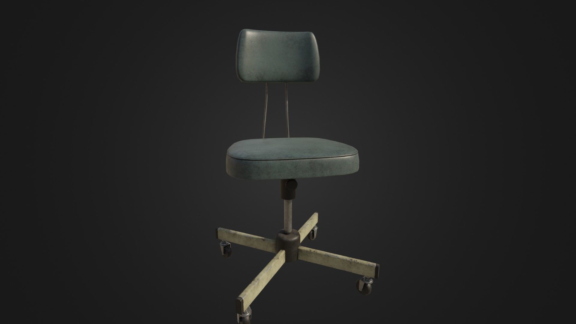 Old Office Chair Low-poly 3D model_36