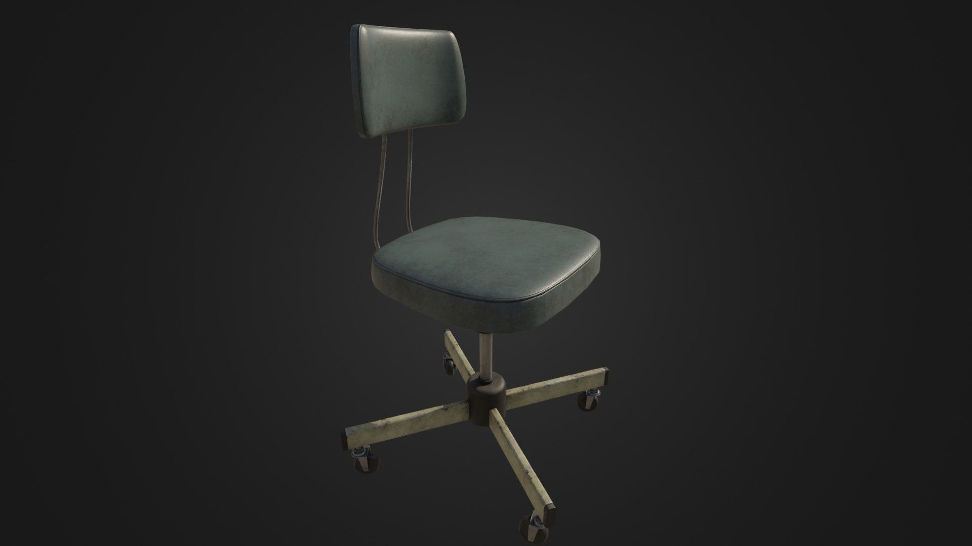 Old Office Chair Low-poly 3D model_1