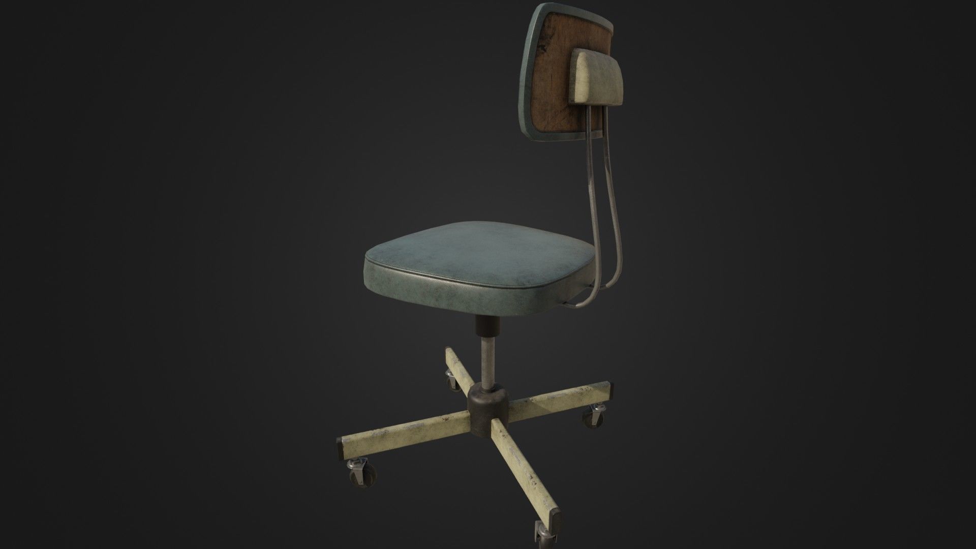 Old Office Chair Low-poly 3D model_21