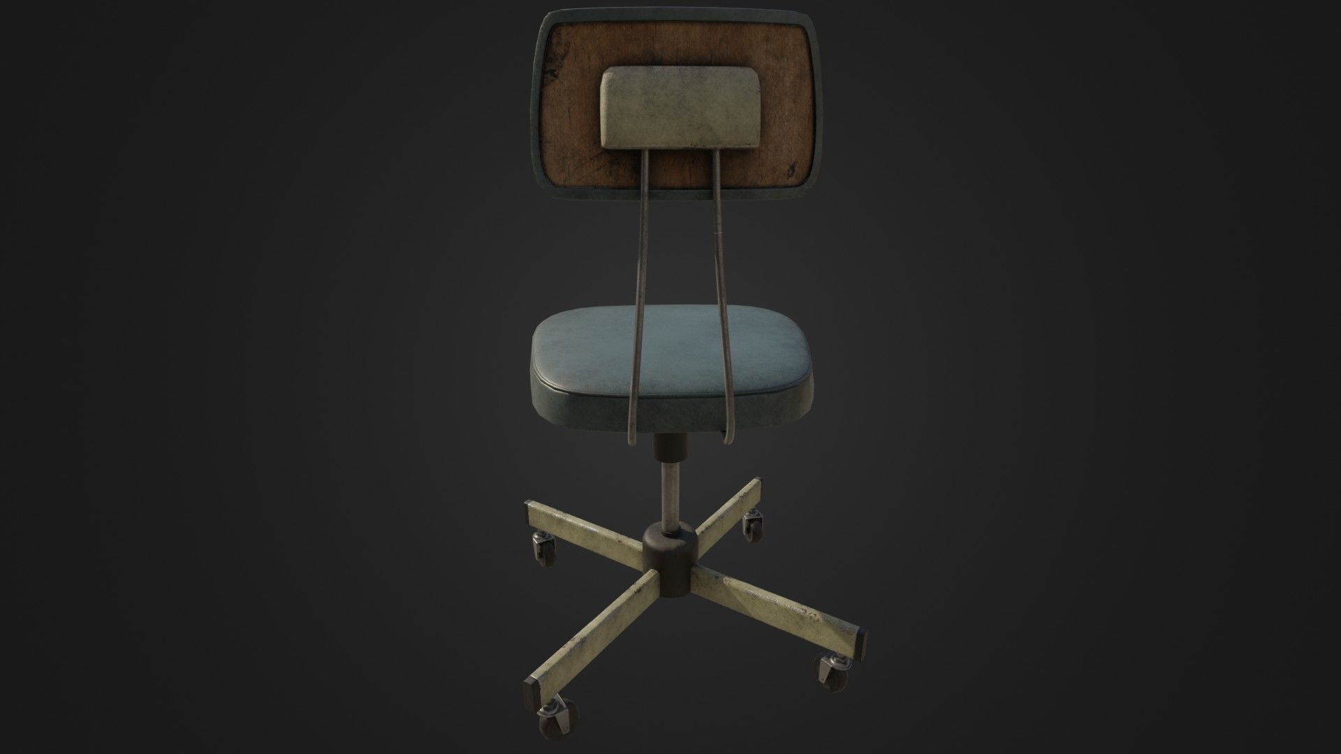 Old Office Chair Low-poly 3D model_15