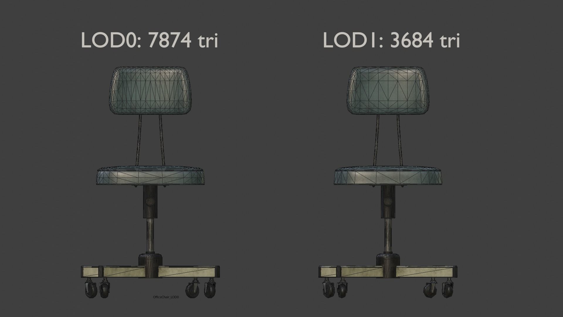 Old Office Chair Low-poly 3D model_41
