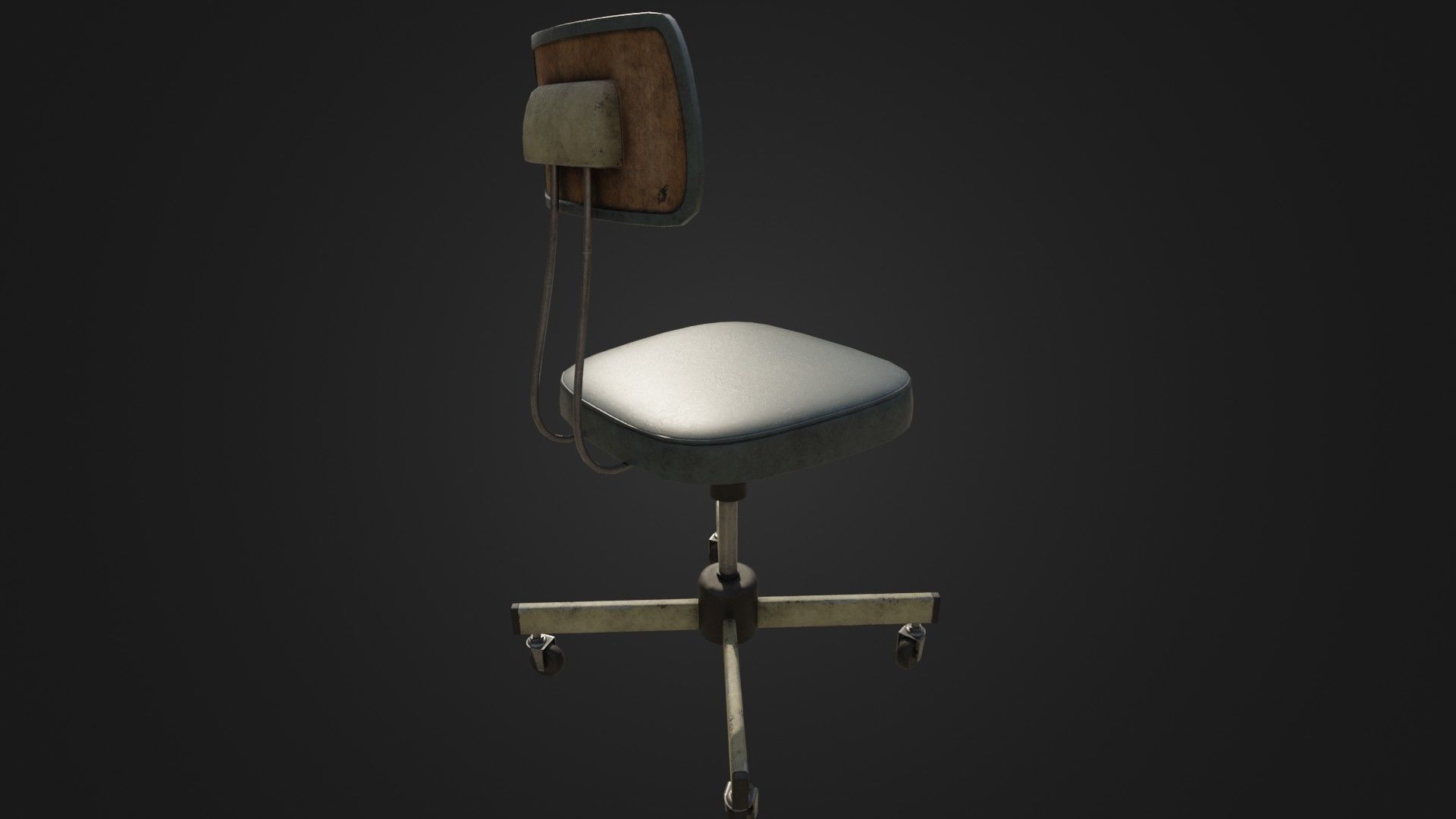 Old Office Chair Low-poly 3D model_9