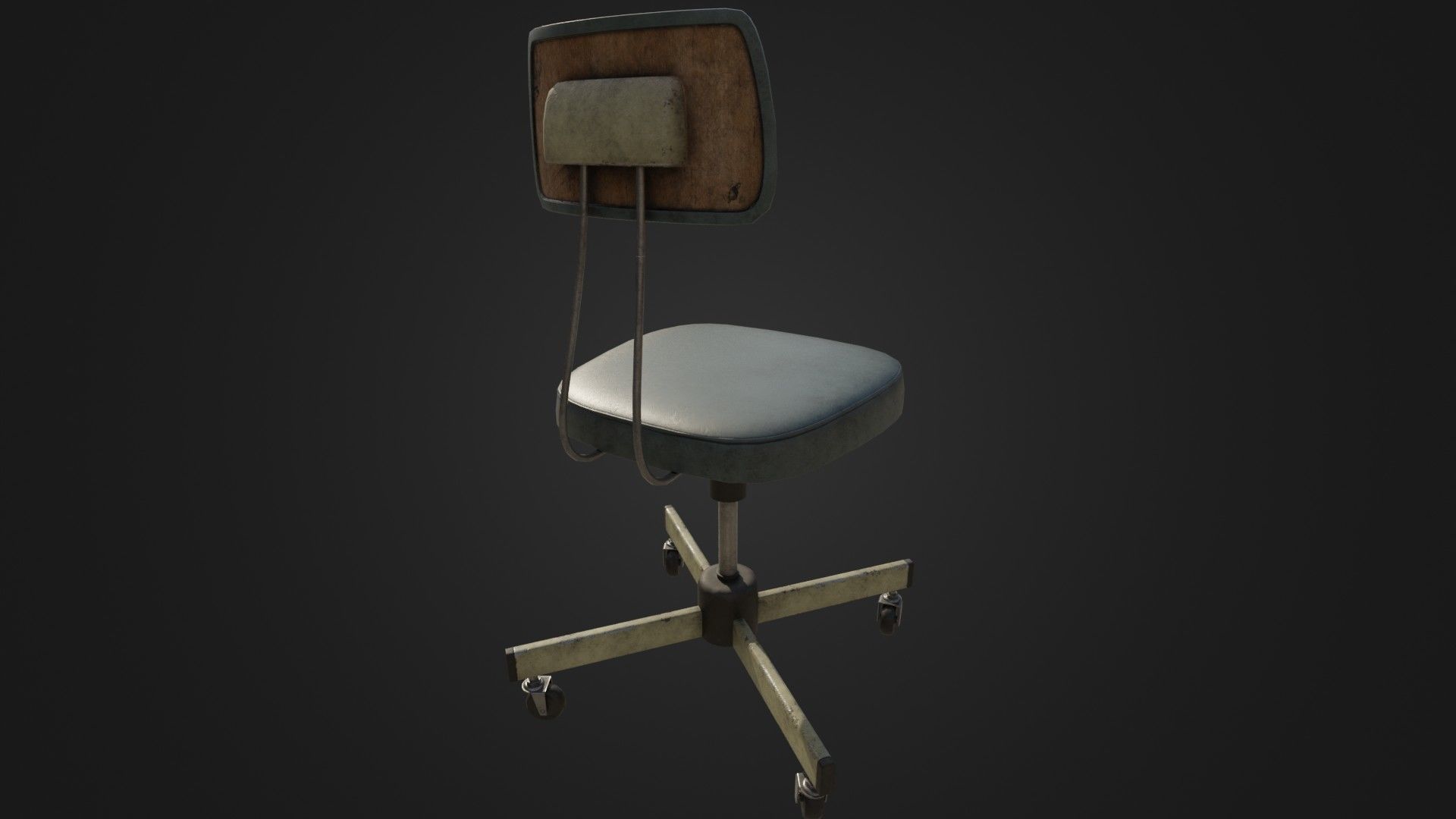Old Office Chair Low-poly 3D model_11
