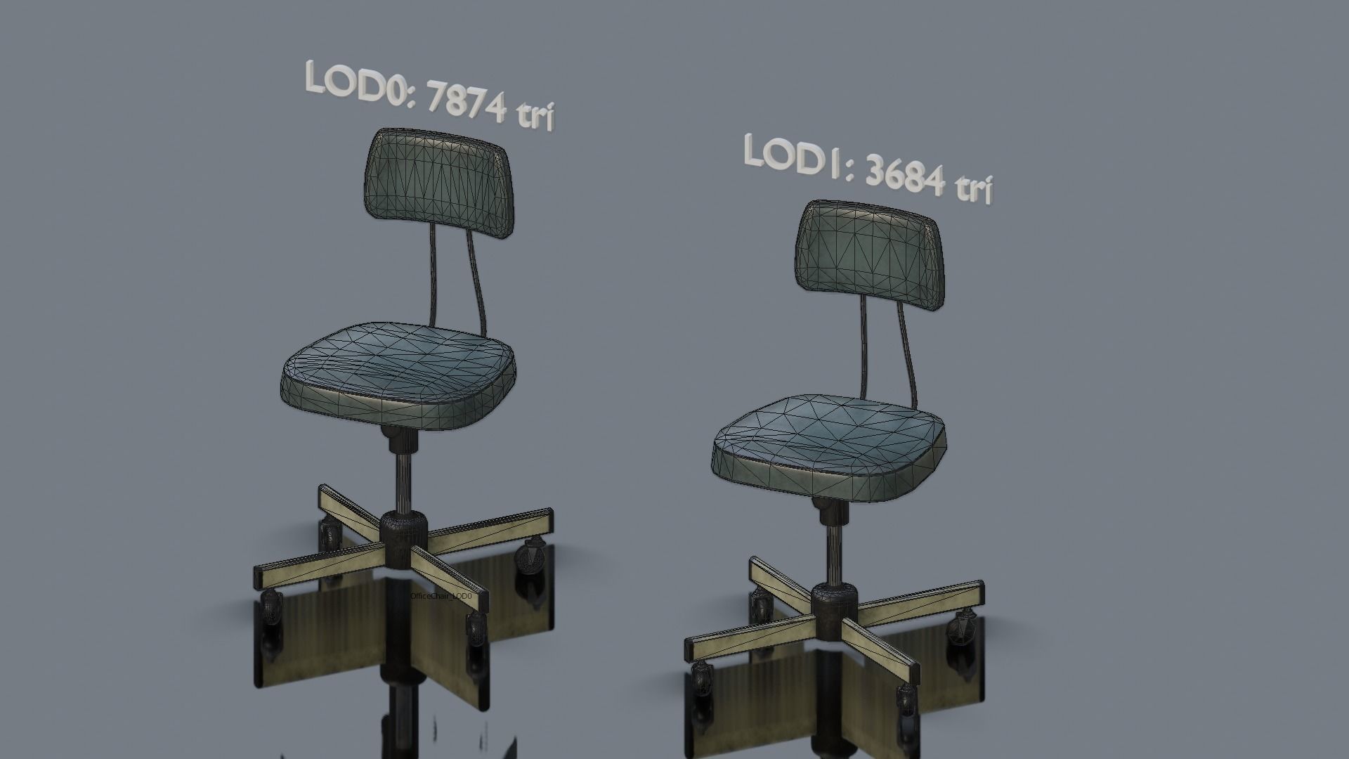 Old Office Chair Low-poly 3D model_42