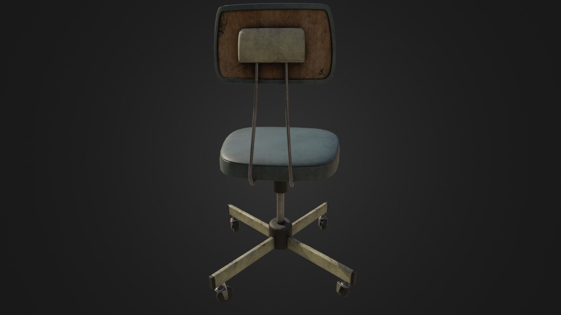 Old Office Chair Low-poly 3D model_14