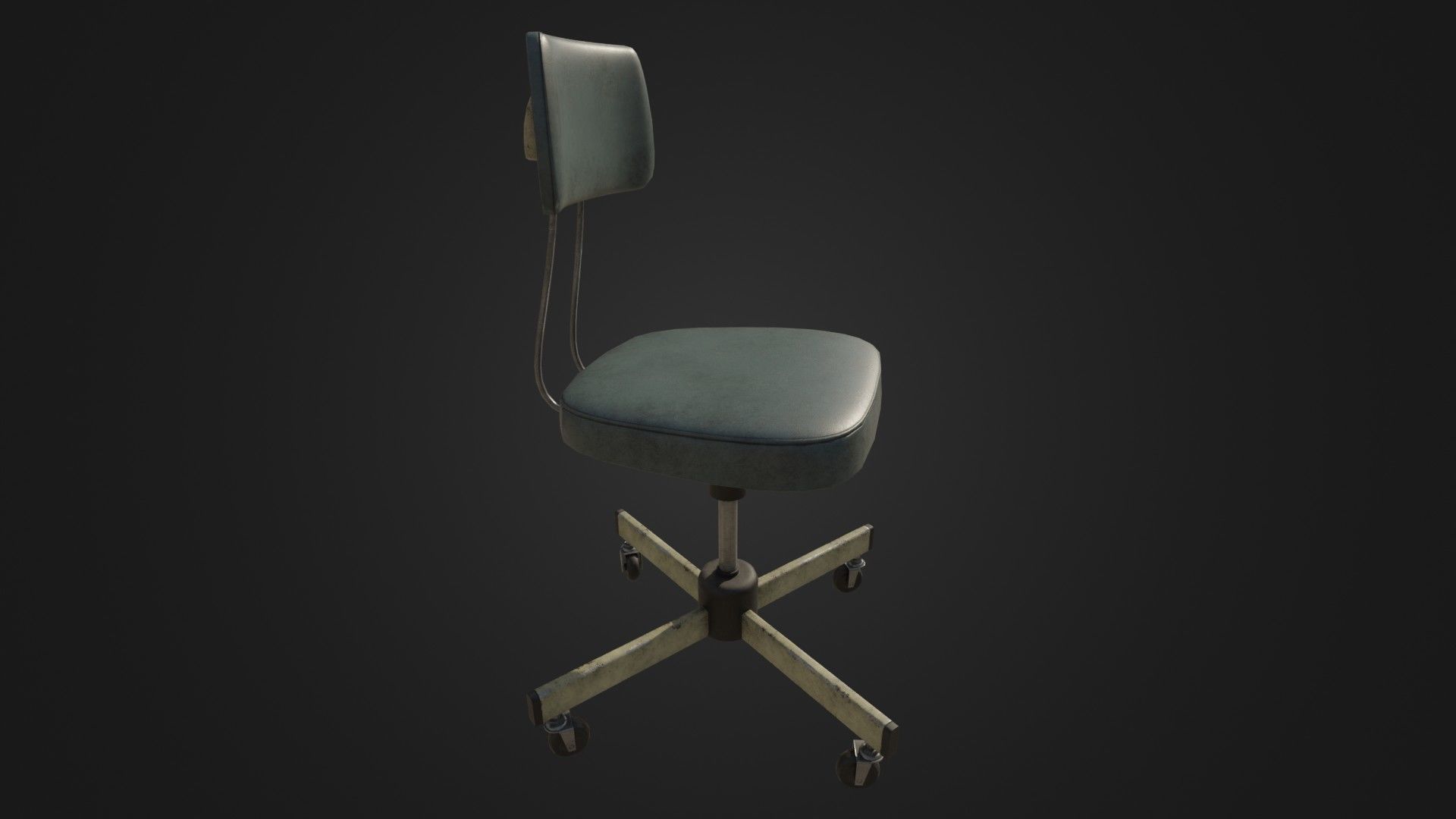 Old Office Chair Low-poly 3D model_3